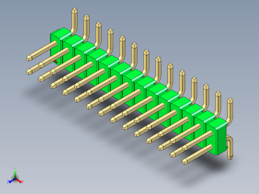 彩色公排针 100mil 2.54mm 系列-DS1022_green_28p_100mil_TypeSMT_rev1.0正等轴测缩略图