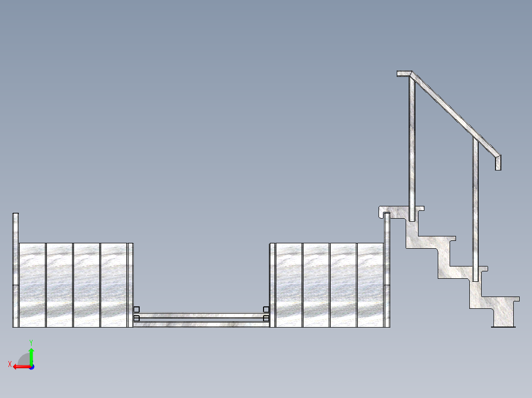 活动梯活动坡道后视图