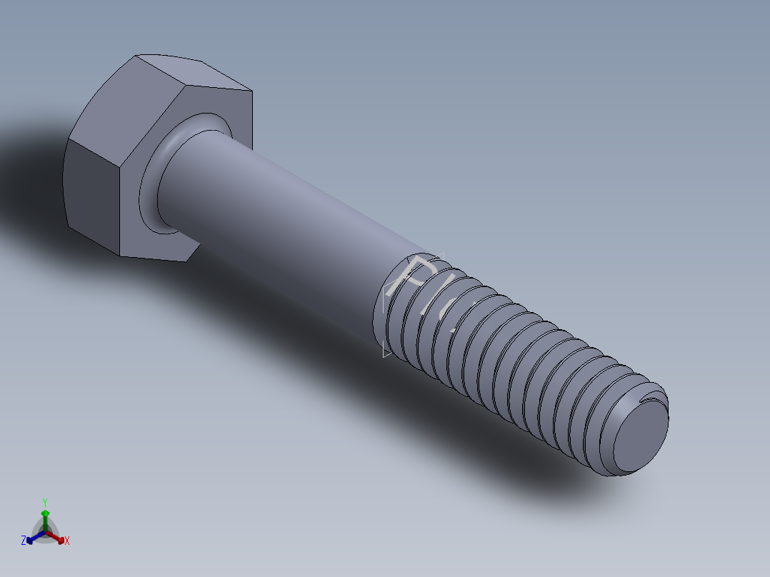 UNC 六角螺栓-Hex Bolt 0.250-20 x 1.500.SLDPRT正等轴测图