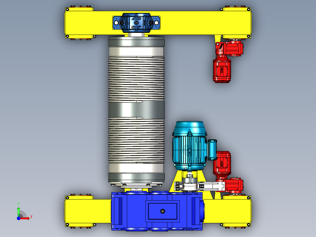 汽车起重机卷扬机3D模型图纸 STP格式前视图