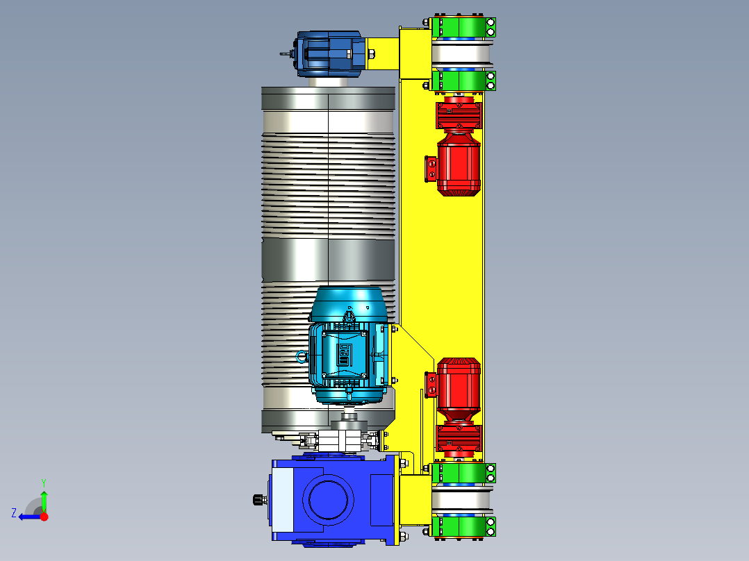 汽车起重机卷扬机3D模型图纸 STP格式右视图