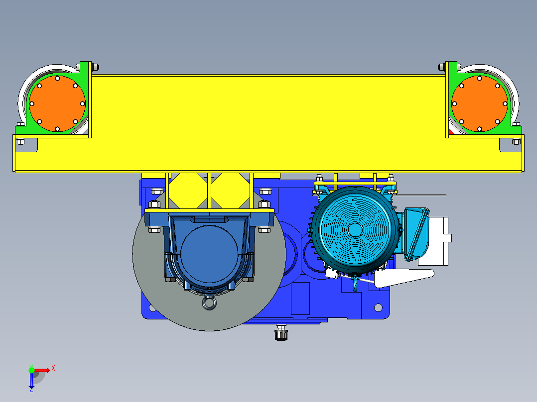 汽车起重机卷扬机3D模型图纸 STP格式俯视图