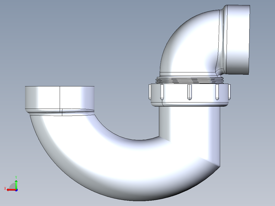 船舶管路系统S28_SeaDrainPLUS_P-TrapUnionConn-SxS_37E172102_2in Sea Drain Plus - P-TrapUnionConn-SxS后视图