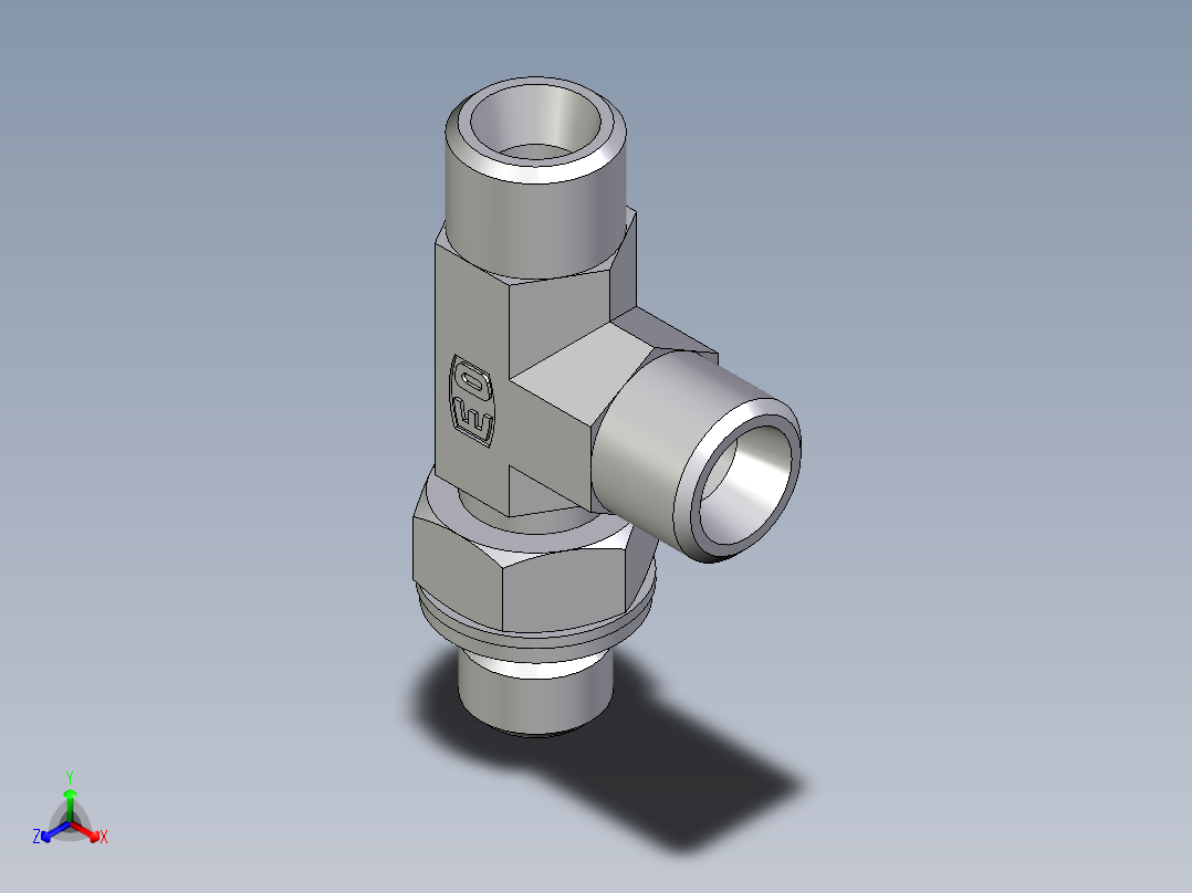 卡套式工业通用硬管接头EO_Adjustable_locknut_run_tee_LEE08LMOMDCF主视图