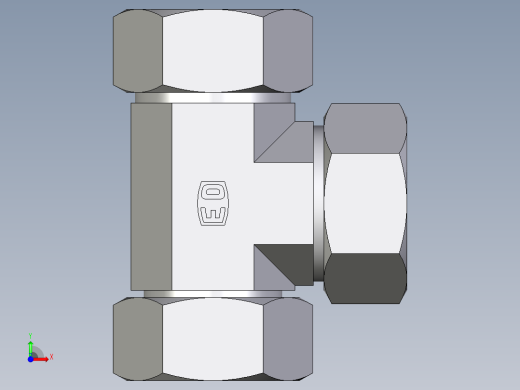 卡套式工业通用硬管接头EO_Swivel_nut_run_tee_EL35L71前视缩略图