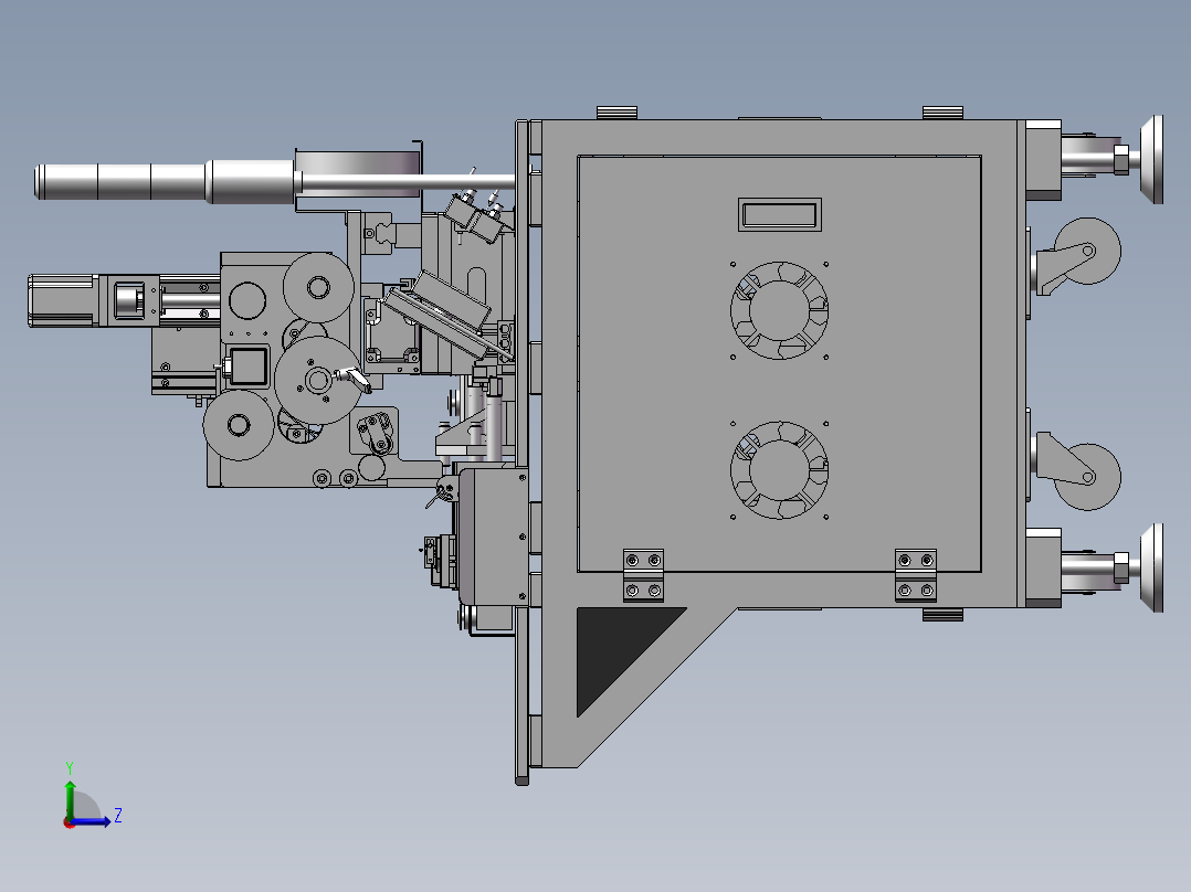 电池帽，贴标机左视图