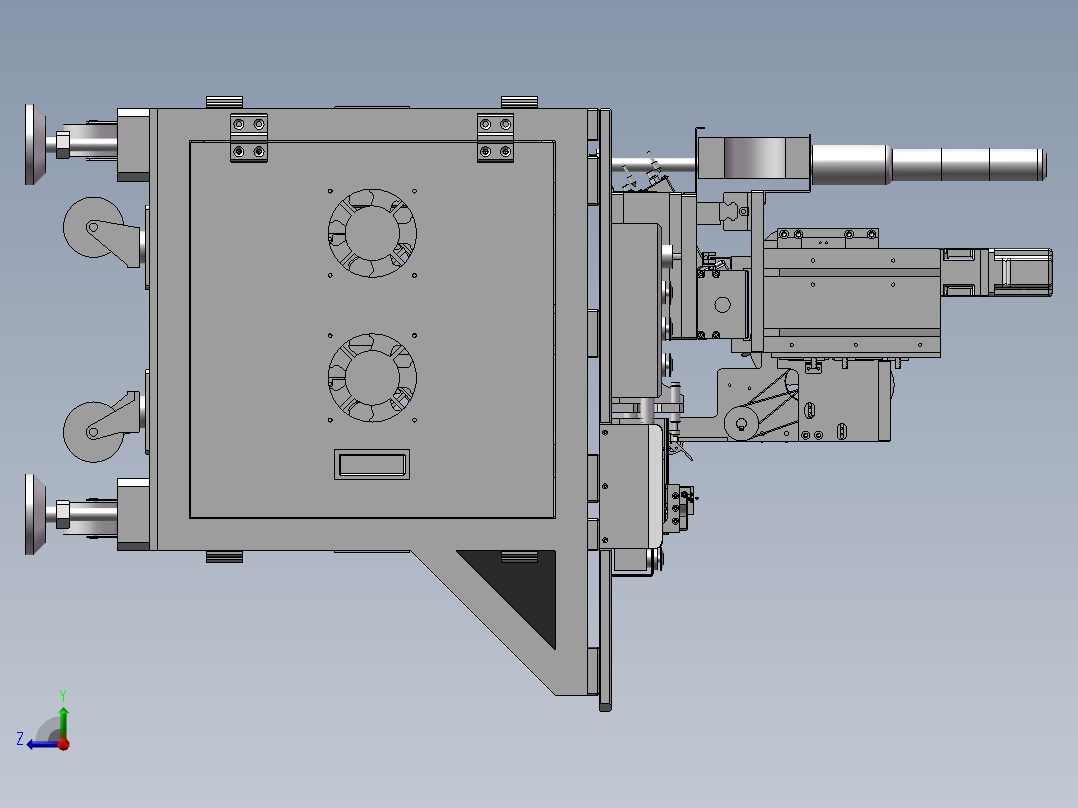 电池帽，贴标机右视图
