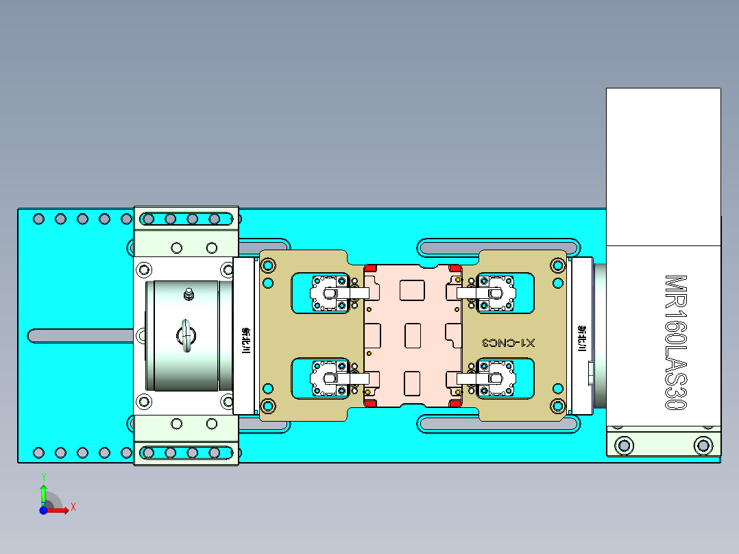 X1-CNC3笔记本CNC工装夹具三维模型-0122前视图