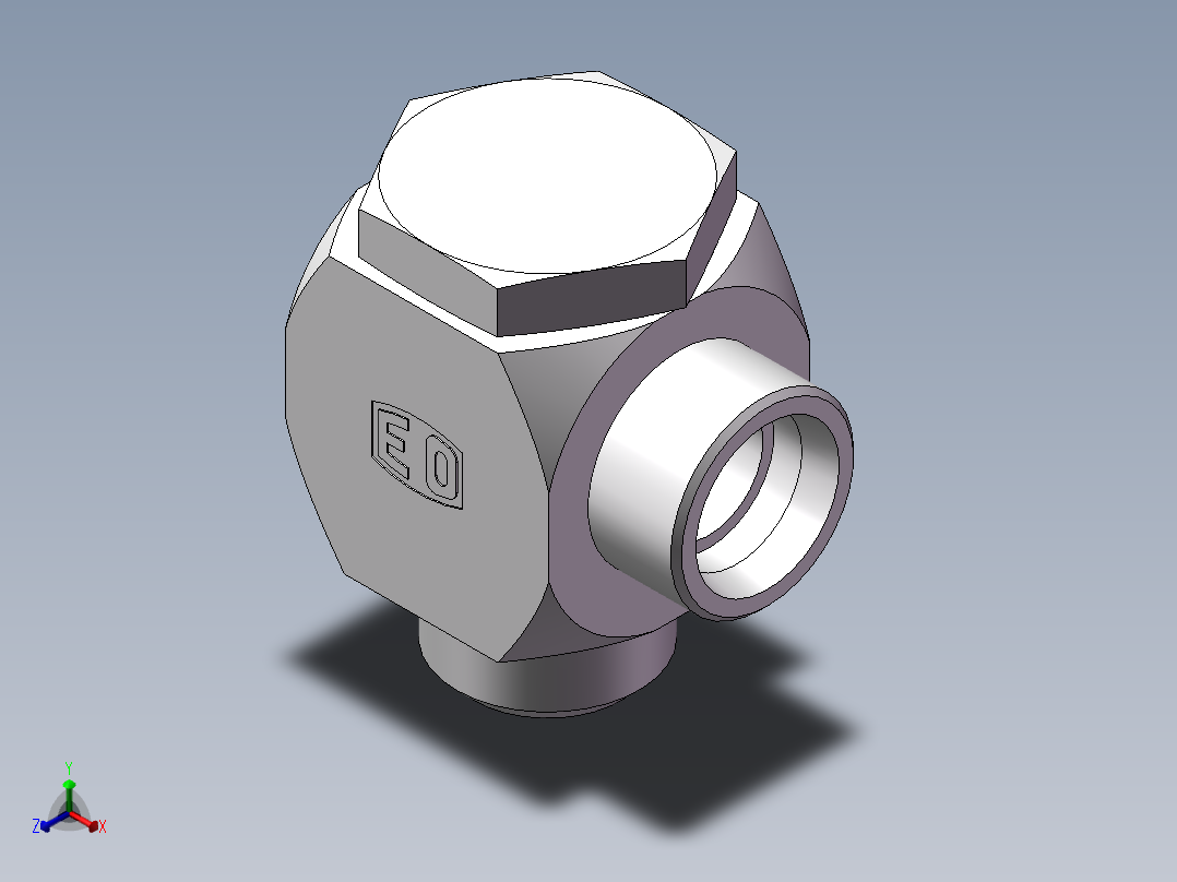 高压铰接式90度接头、1DI-42-B20正等轴测图