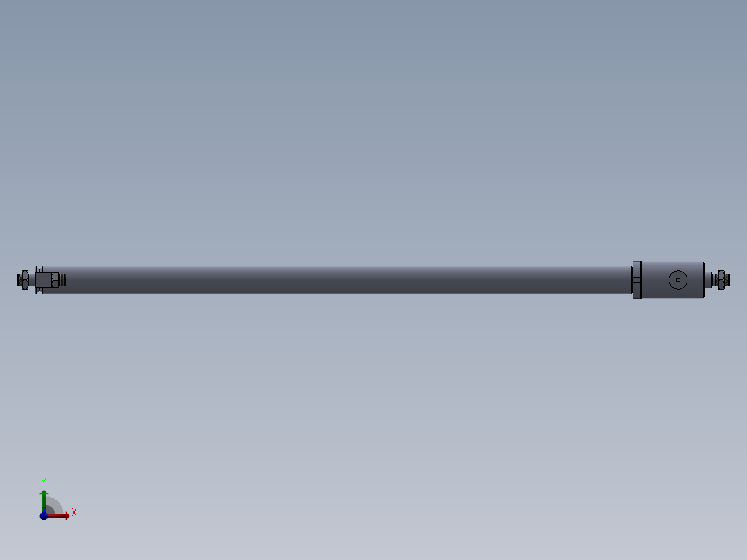 焊接型液压缸（带端盖眼） 32x25x1010 mm前视图