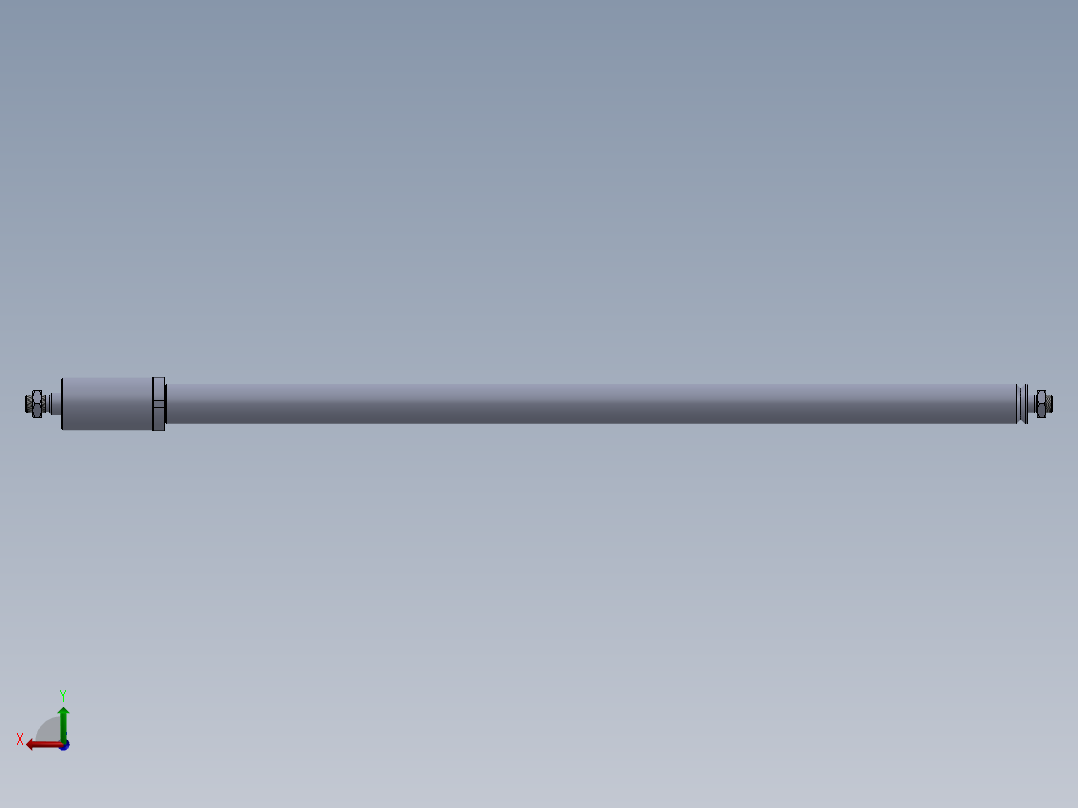 焊接型液压缸（带端盖眼） 32x25x1010 mm后视图