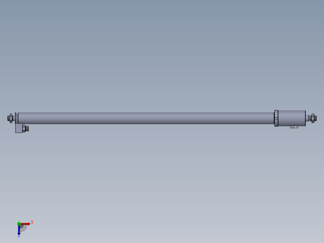 焊接型液压缸（带端盖眼） 32x25x1010 mm俯视图