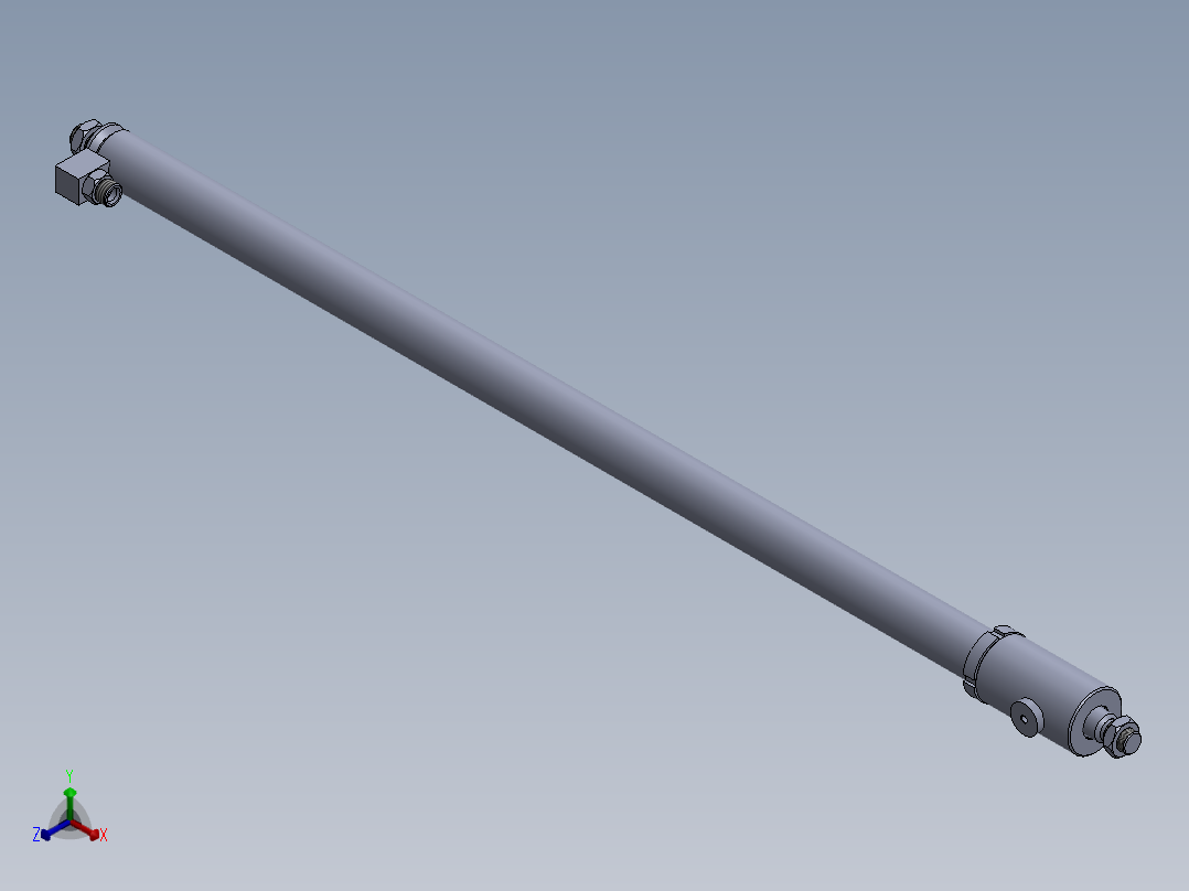 焊接型液压缸（带端盖眼） 32x25x1010 mm正等轴测图