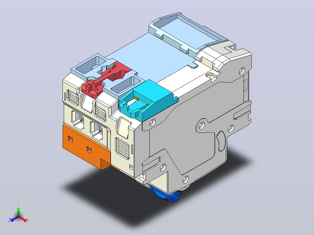 NB1LE-63H 1P&amp;N剩余电流动作断路器三维模型202403主视图