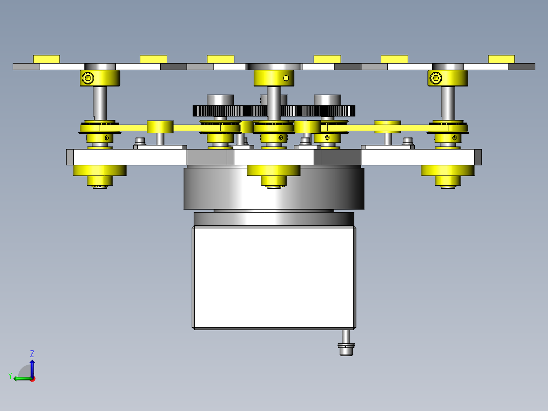 工件在分割器上90度同步旋转夹具前视图