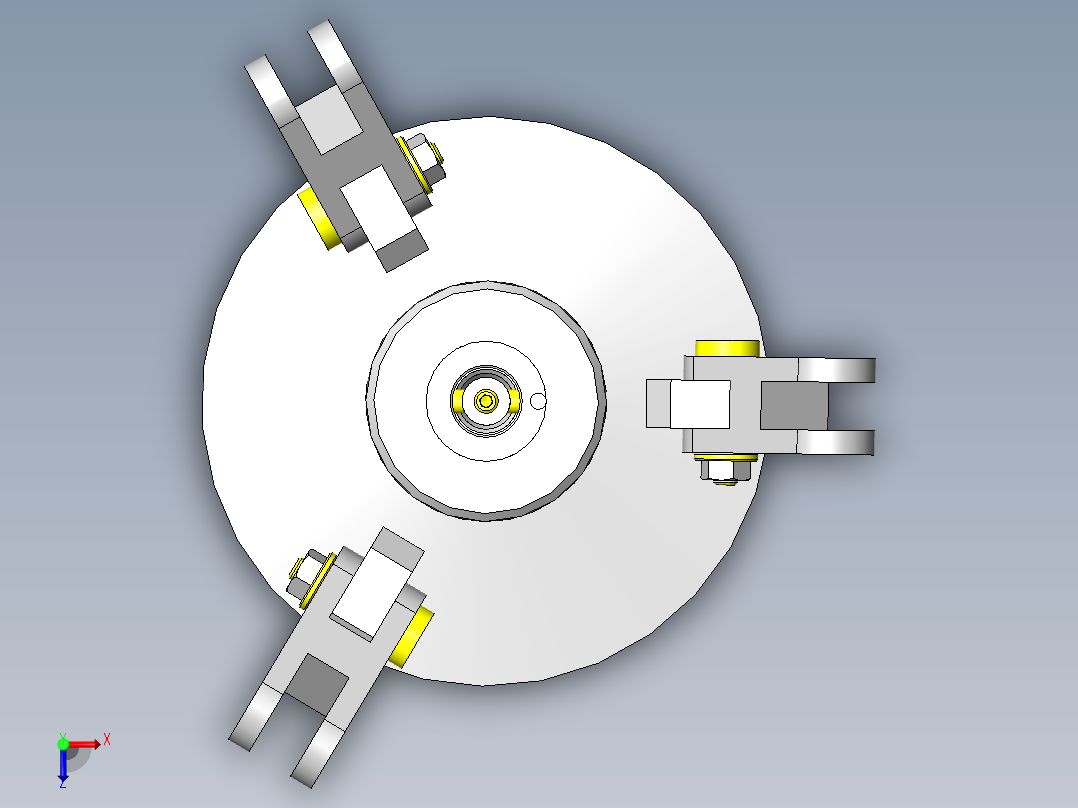 薄型圆板旋转夹紧机构俯视图