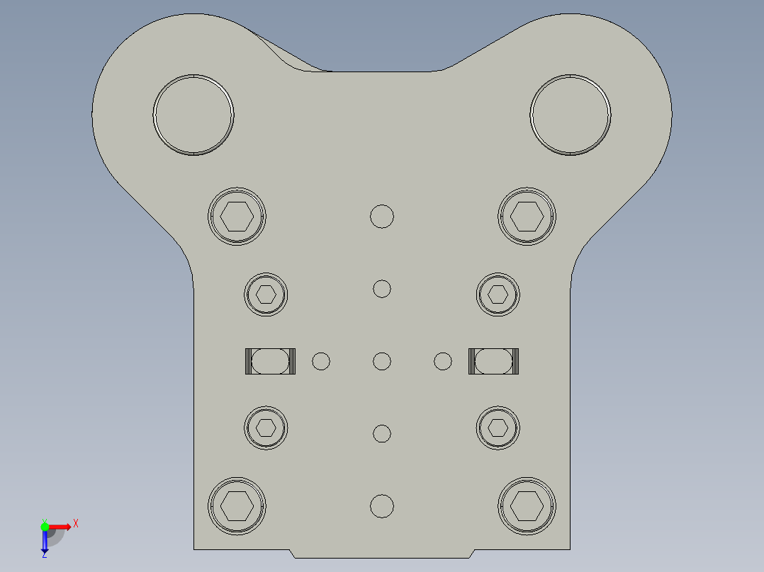 加固支架弯曲冲孔复合模俯视图