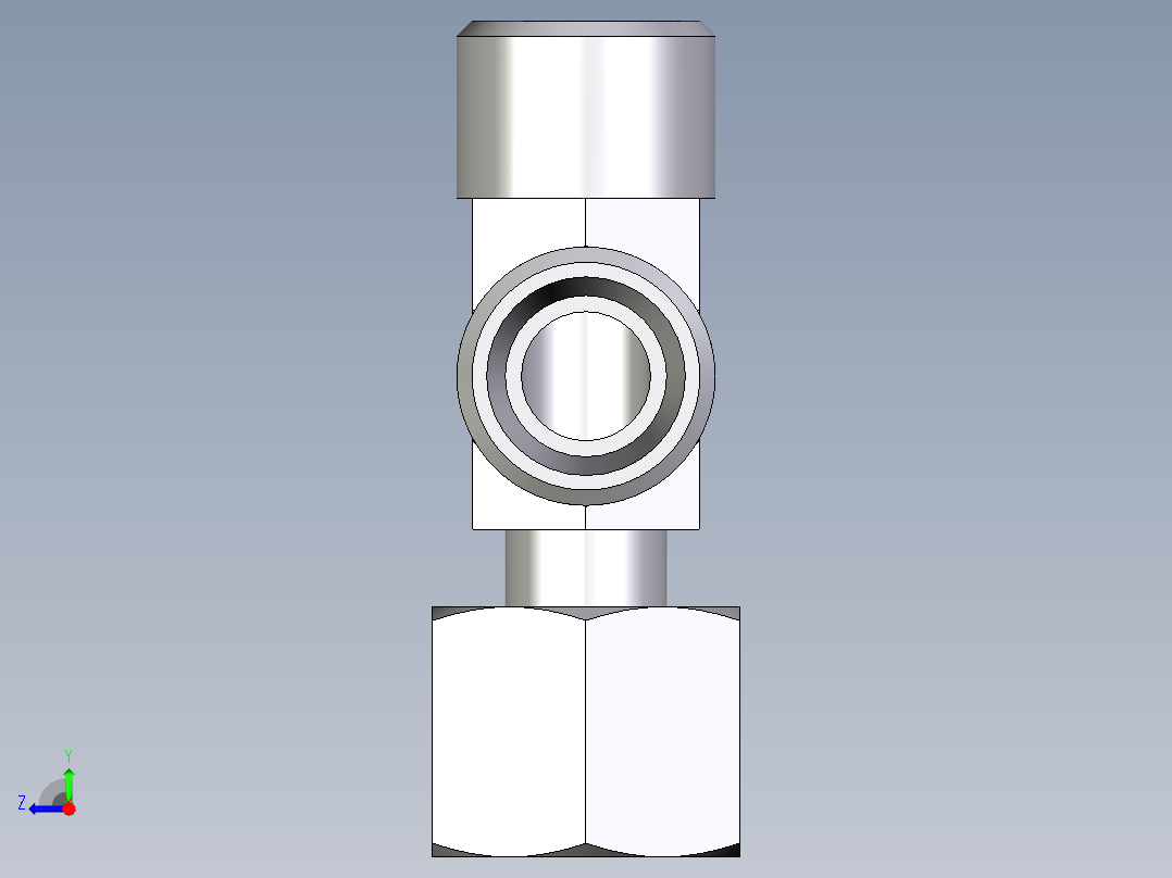 卡套式工业通用硬管接头EO_Standpipe_run_tee_EVL10LOMDCF右视图