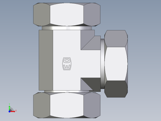 卡套式工业通用硬管接头EO_Swivel_nut_run_tee_EL42L71前视缩略图