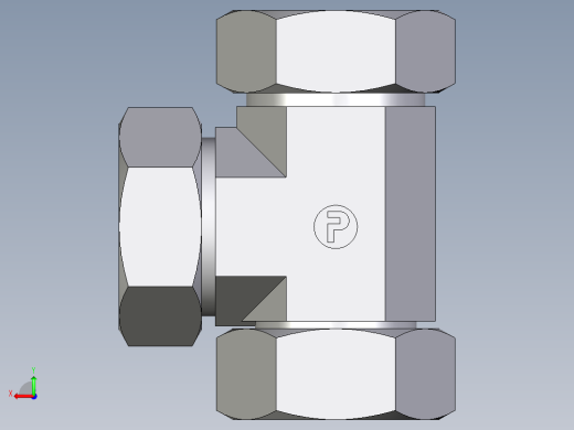 卡套式工业通用硬管接头EO_Swivel_nut_run_tee_EL42L71后视缩略图