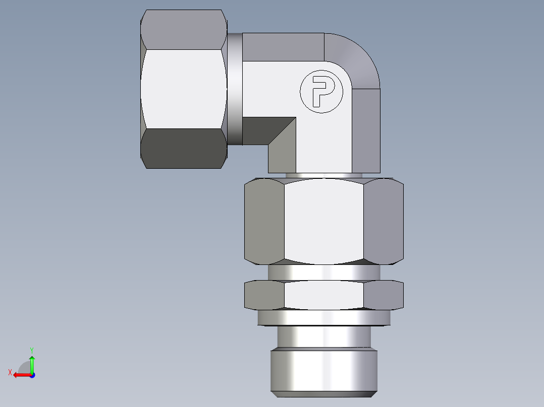 卡套式工业通用硬管接头EO_Assembled_adjustable_standpipe_elbow_EVW15LR71后视图
