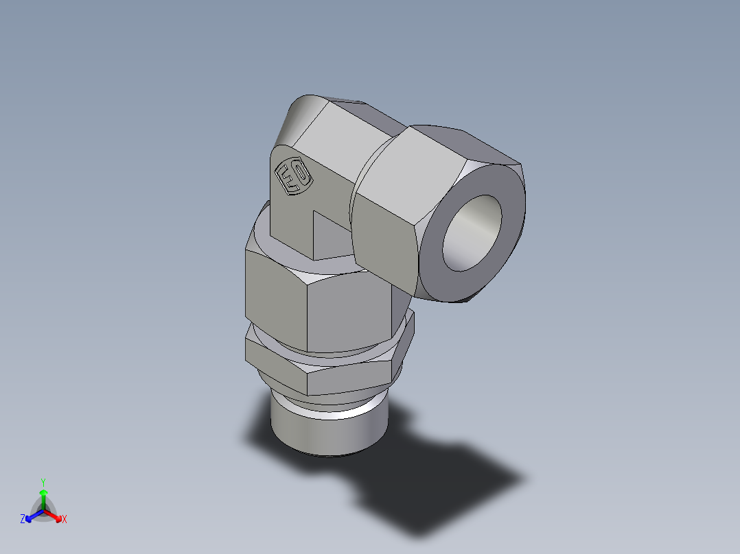 卡套式工业通用硬管接头EO_Assembled_adjustable_standpipe_elbow_EVW15LR71正等轴测图