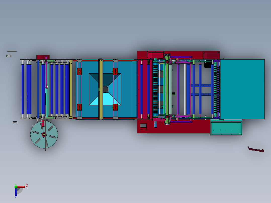 冷拉墙板制袋机(含工程图)sw20可编辑俯视图