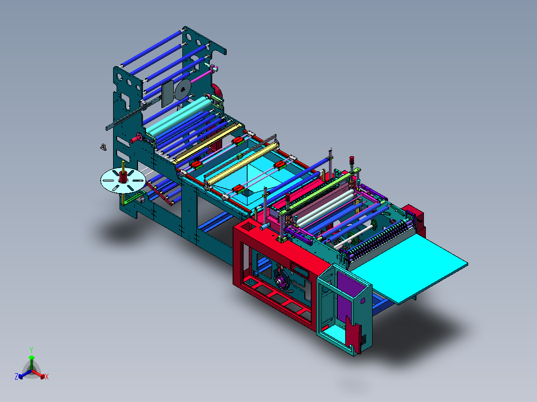 冷拉墙板制袋机(含工程图)sw20可编辑正等轴测图