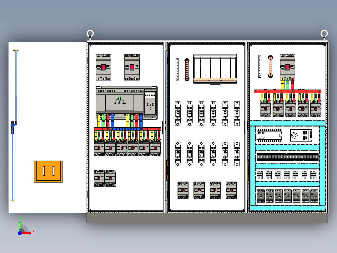 三柜组装双电源刀开关630Aplc交流接触器控制柜 55442前视图