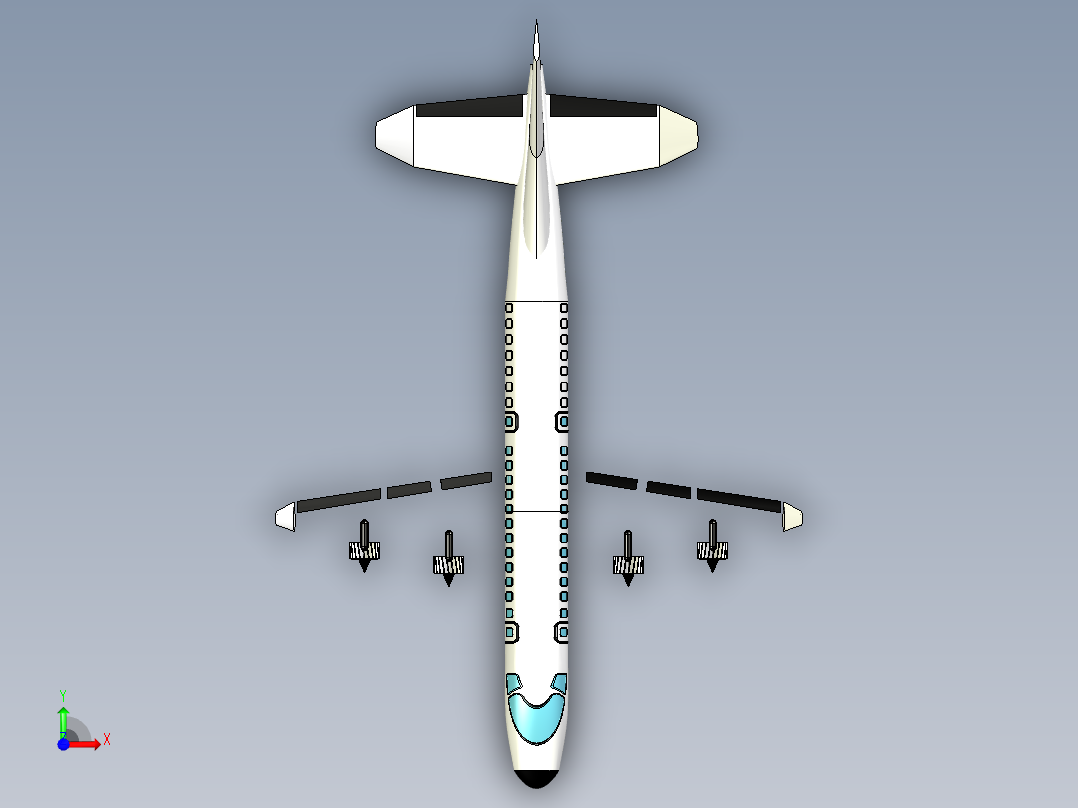 B2005338-双涡轮发动机商用飞机（PUBG飞机）前视图