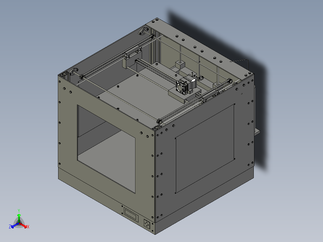 小型桌面级 3D 打印机结构整机模型正等轴测图