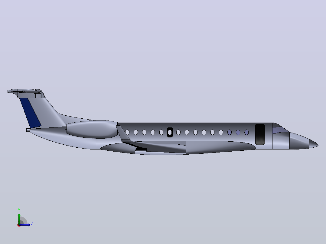 13--EMBRAER LEGACY 600飞机3D图纸 solidworks2014设计左视图