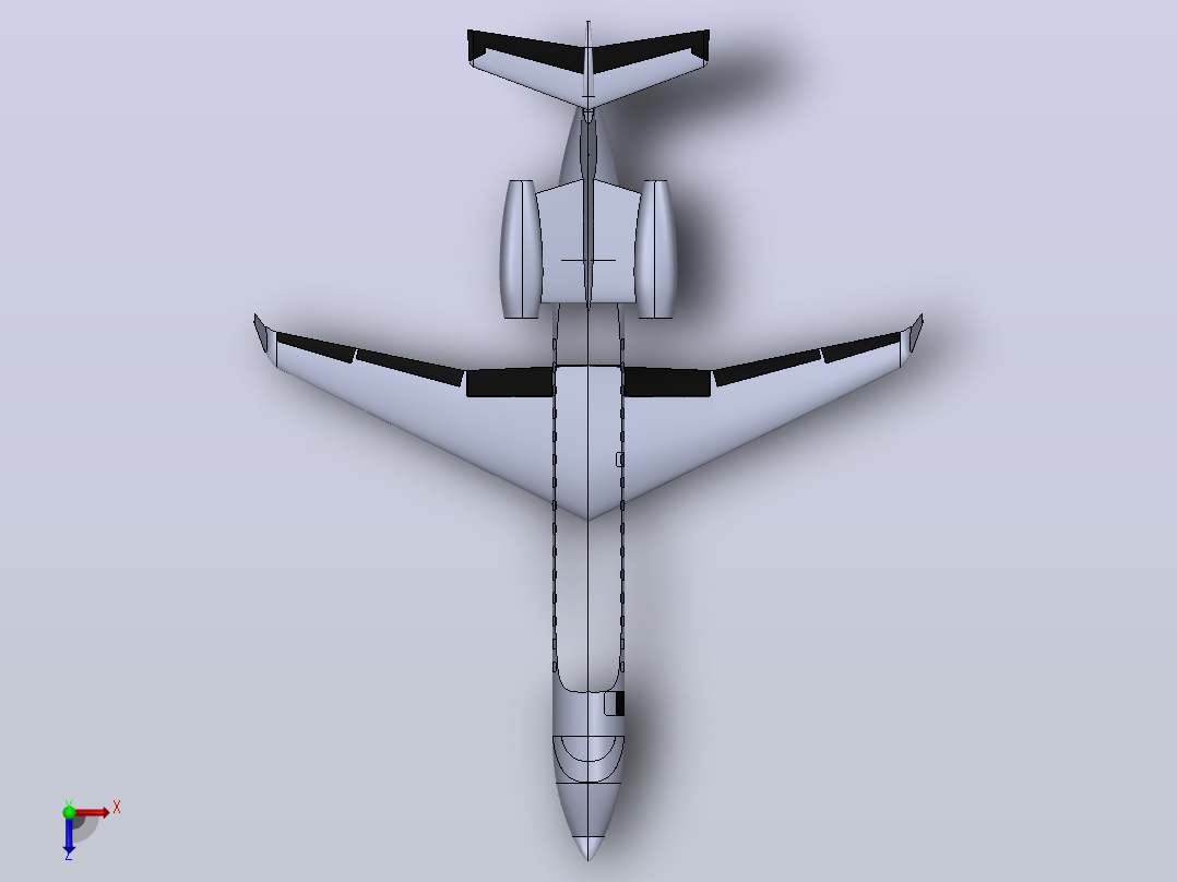 13--EMBRAER LEGACY 600飞机3D图纸 solidworks2014设计俯视图