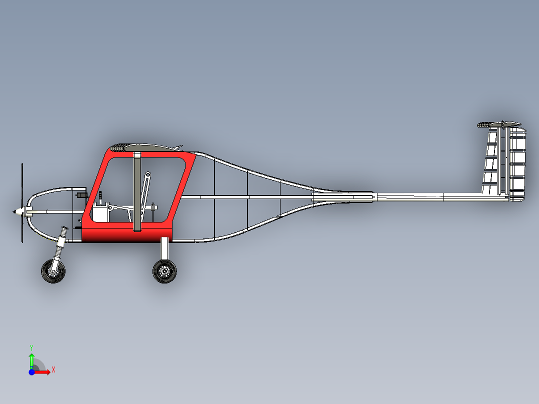 Aircraft Structure单人飞机结构模型3D图纸 STP图纸前视图