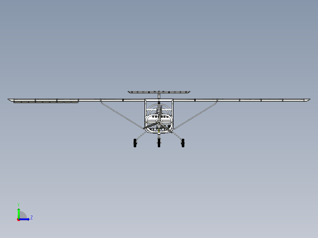 Aircraft Structure单人飞机结构模型3D图纸 STP图纸左视图