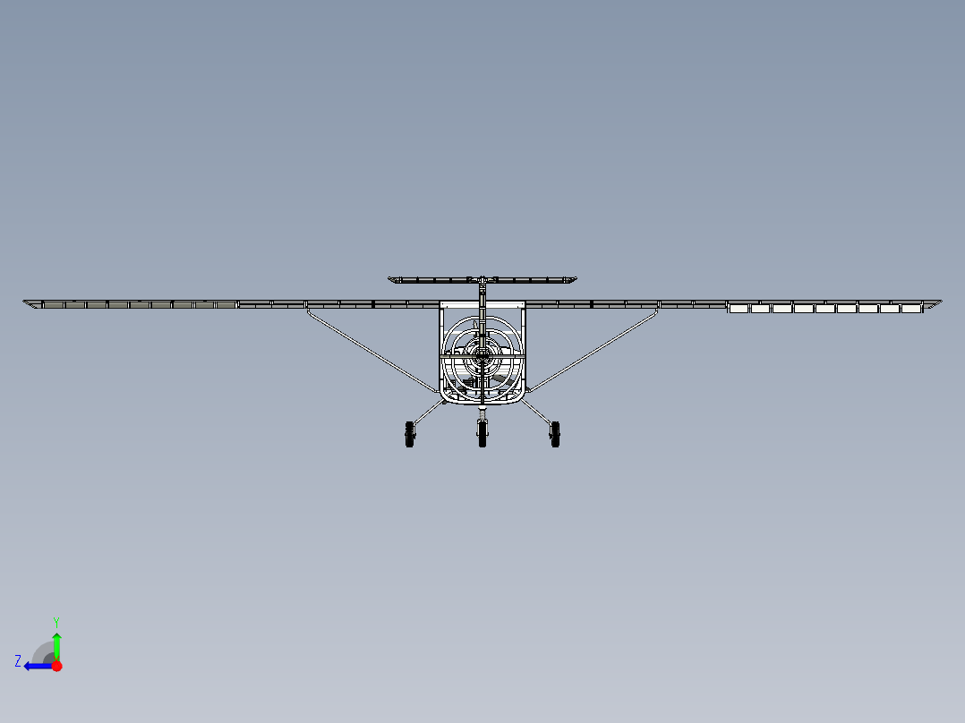 Aircraft Structure单人飞机结构模型3D图纸 STP图纸右视图