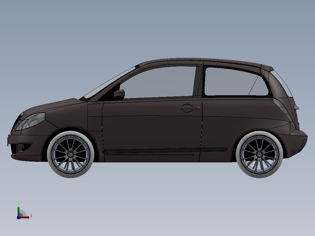 蓝旗亚Lancia Ypsilon轿车外壳模型3D图纸 Solidworks设计前视图