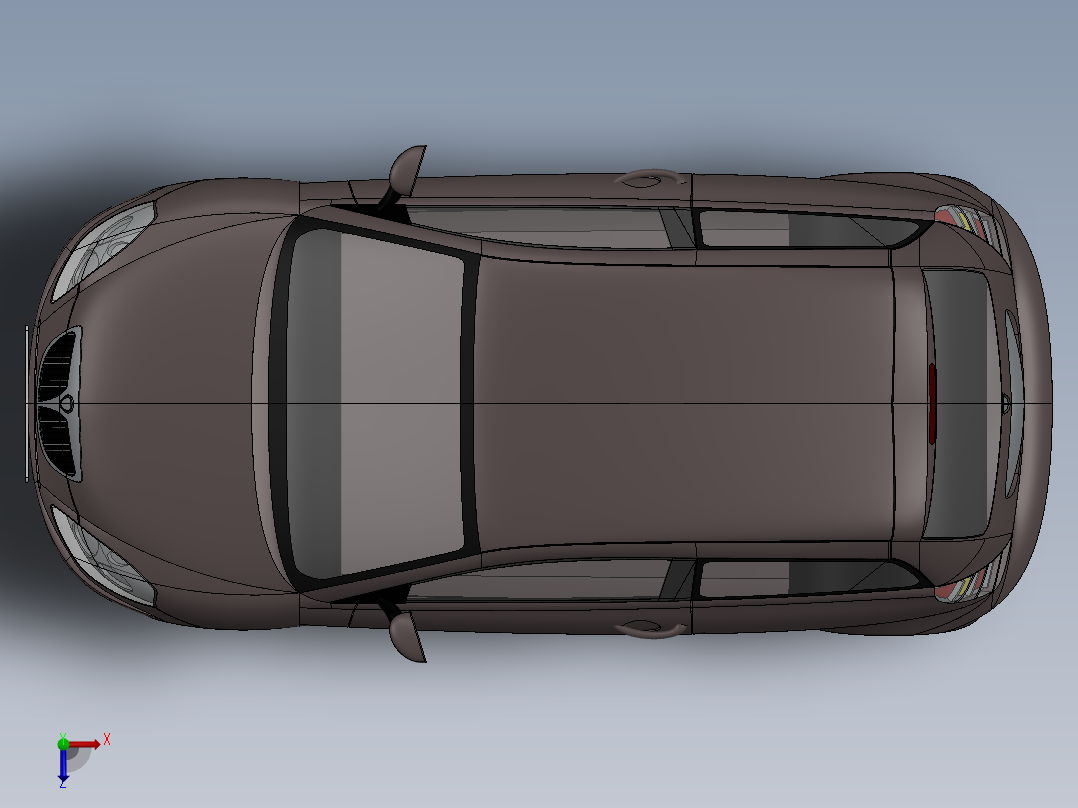 蓝旗亚Lancia Ypsilon轿车外壳模型3D图纸 Solidworks设计俯视图