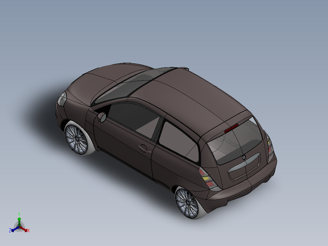 蓝旗亚Lancia Ypsilon轿车外壳模型3D图纸 Solidworks设计正等轴测图