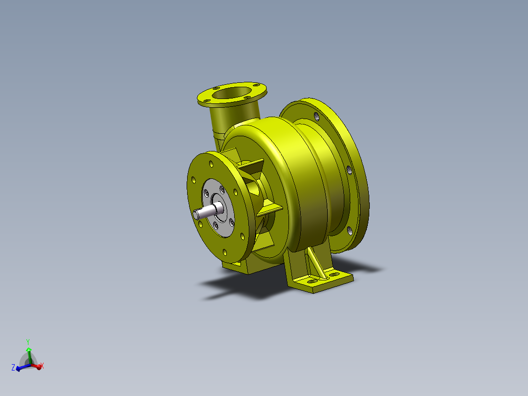 叶片式真空水泵3d图纸 卧式水泵SolidWorks绘图 叶片式水泵3d模型