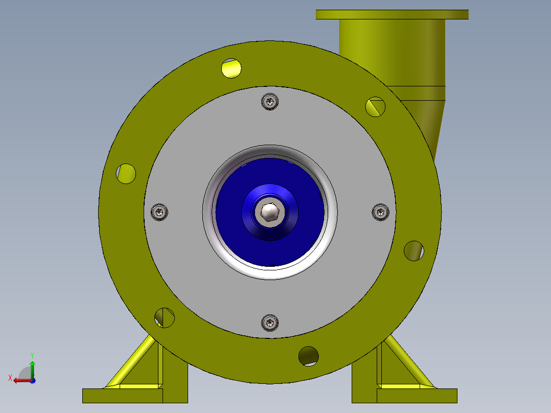 叶片式真空水泵3d图纸 卧式水泵SolidWorks绘图 叶片式水泵3d模型后视图