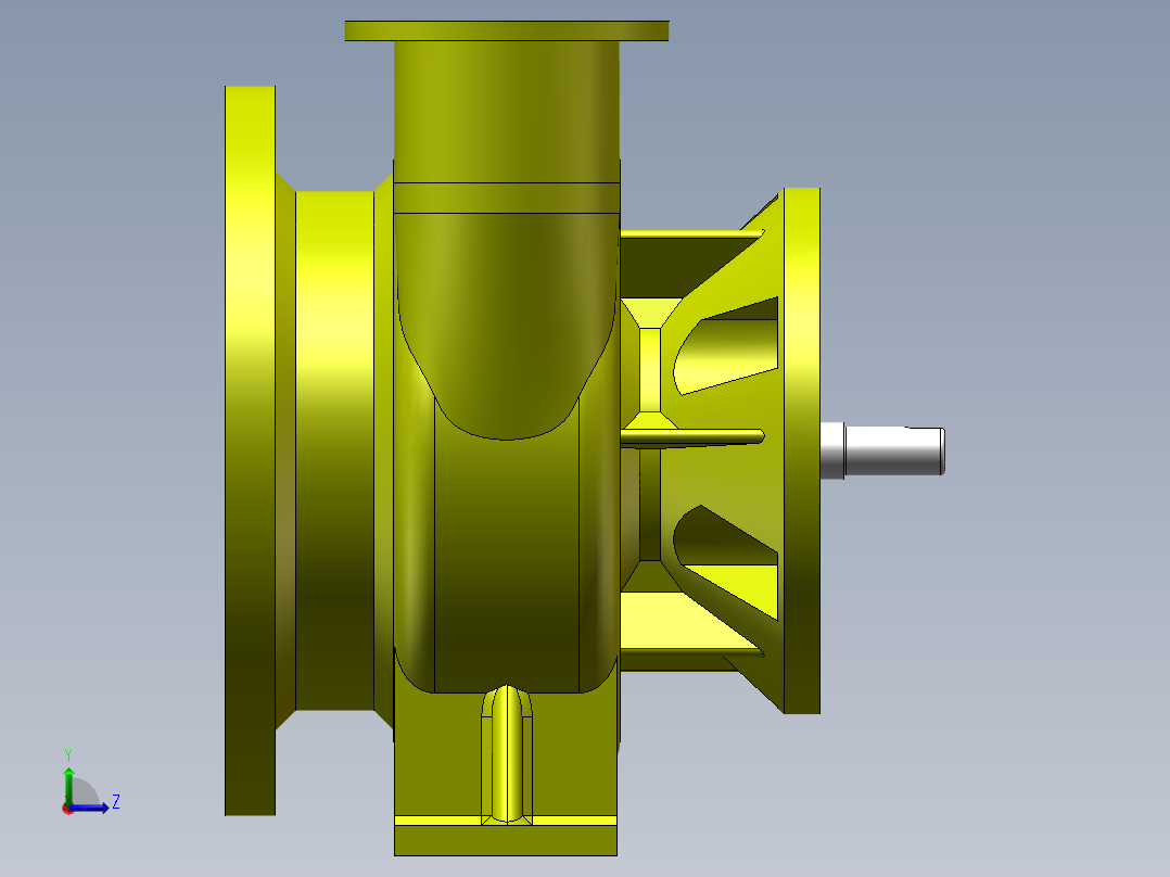 叶片式真空水泵3d图纸 卧式水泵SolidWorks绘图 叶片式水泵3d模型左视图