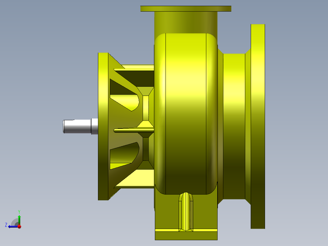 叶片式真空水泵3d图纸 卧式水泵SolidWorks绘图 叶片式水泵3d模型右视图
