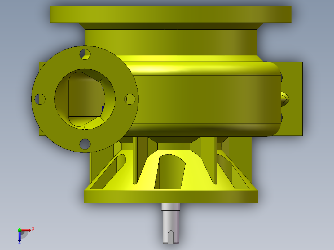 叶片式真空水泵3d图纸 卧式水泵SolidWorks绘图 叶片式水泵3d模型俯视图