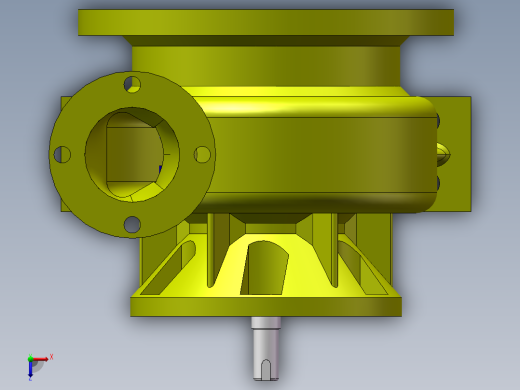 叶片式真空水泵3d图纸 卧式水泵SolidWorks绘图 叶片式水泵3d模型俯视缩略图