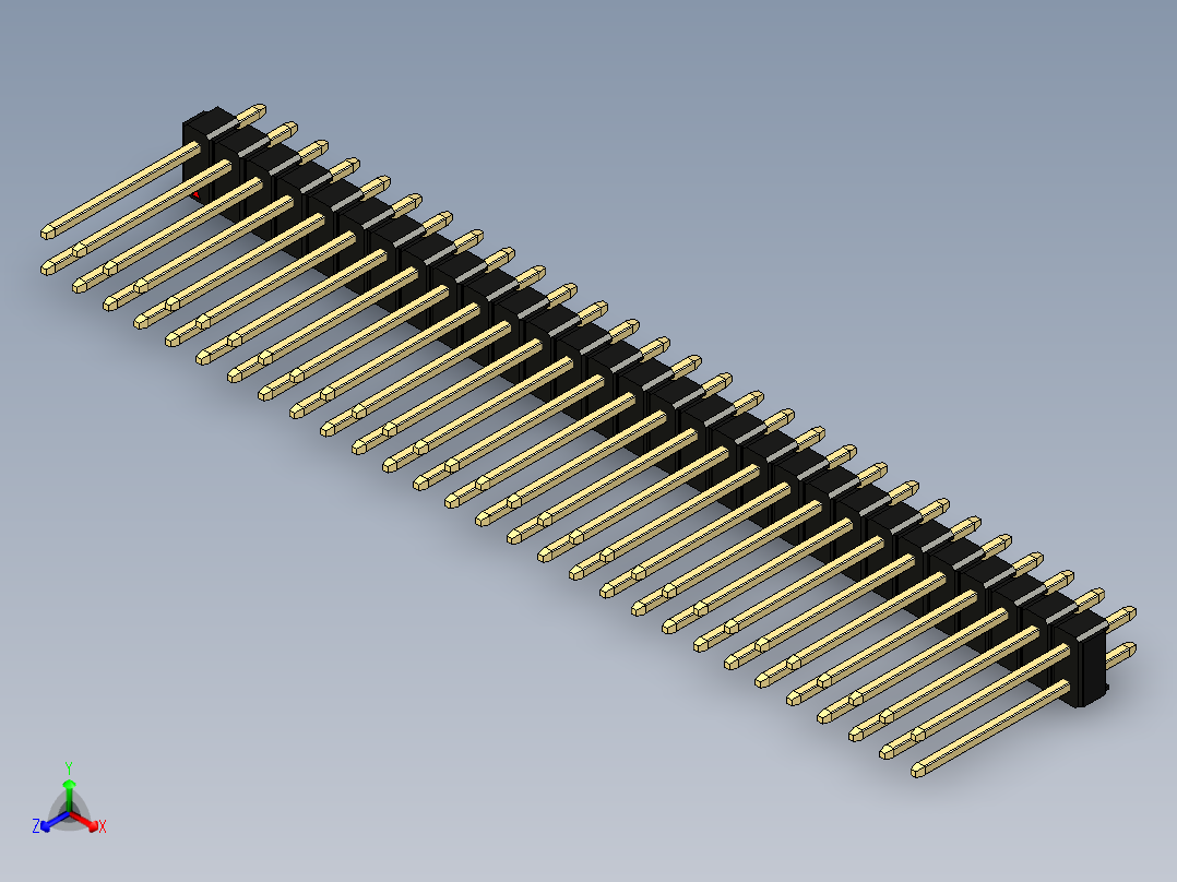 彩色公头100mil（2.54mm）系列-DS1021_black_2x29p_100mil_Type5_rev1.0正等轴测图