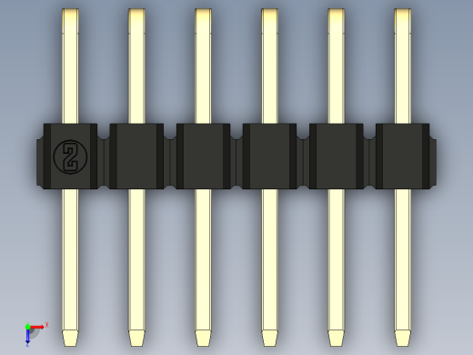 彩色公排针 100mil 2.54mm 系列-DS1022_black_2x06p_100mil_TypeD_rev1.0俯视缩略图