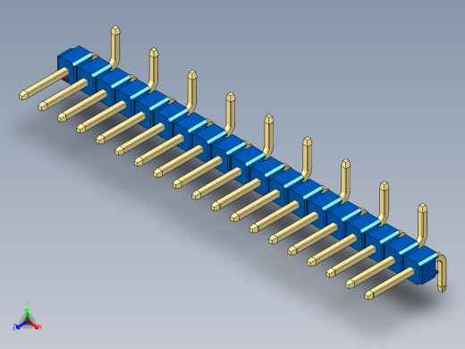 彩色公排针 100mil 2.54mm 系列-DS1022_blue_19p_100mil_Type_SMT_R2_rev1.0正等轴测缩略图