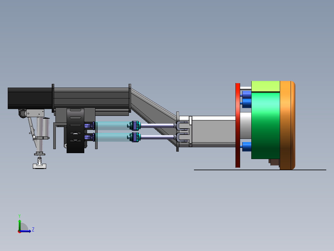 盾构机推进装置三维SW模型左视图