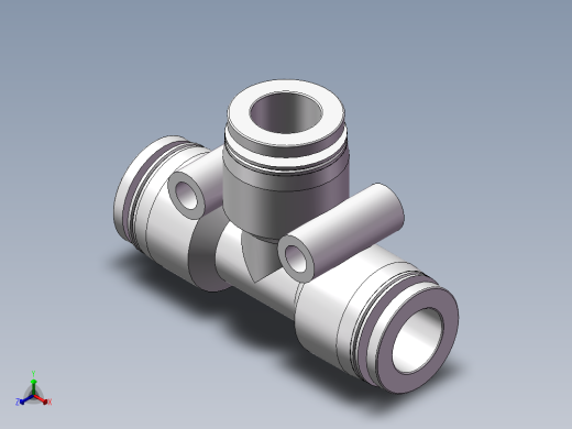 气动接头-T型三通APE10(10厘)正等轴测缩略图